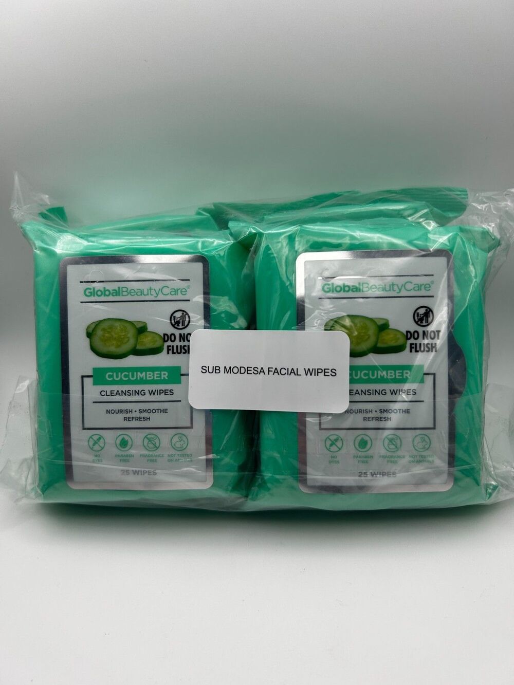 4 pks Global Beauty Care Cucumber Extract Skin Cleansing Wipes 25 ea - 100 total